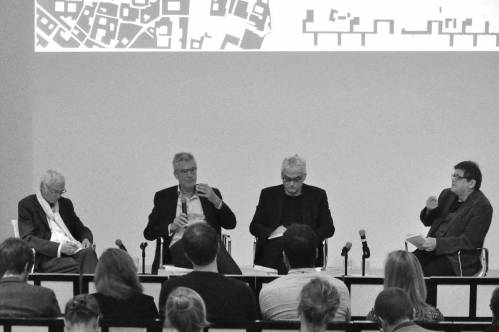 Gernot Böhme, Fritz Neumeyer, Markus Schroer mit Andreas Denk (FH Köln)
